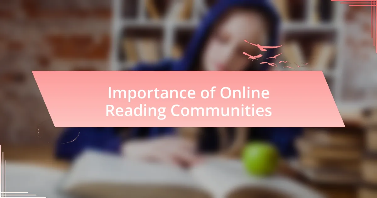 Importance of Online Reading Communities