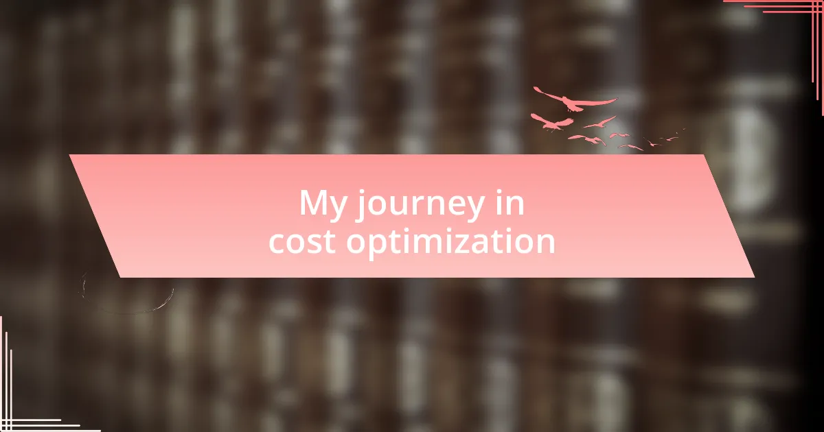 My journey in cost optimization