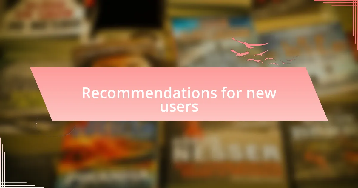 Recommendations for new users