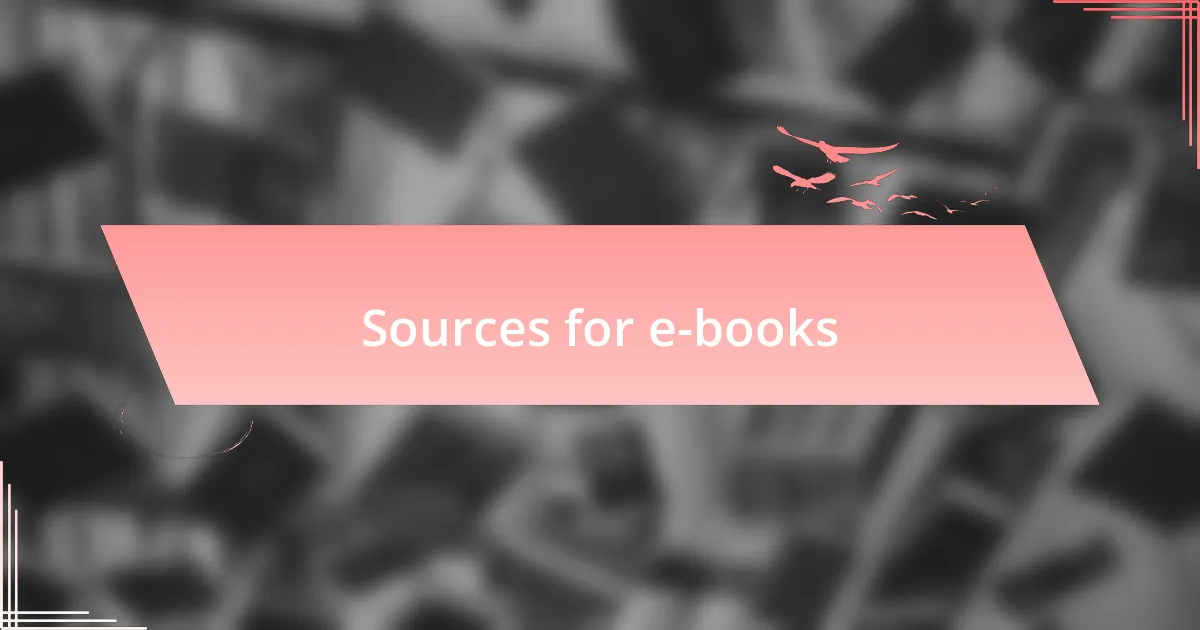 Sources for e-books